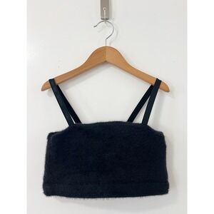 Gymshark Whitney Simmons Black Fuzzy Cropped Tank Top Womens